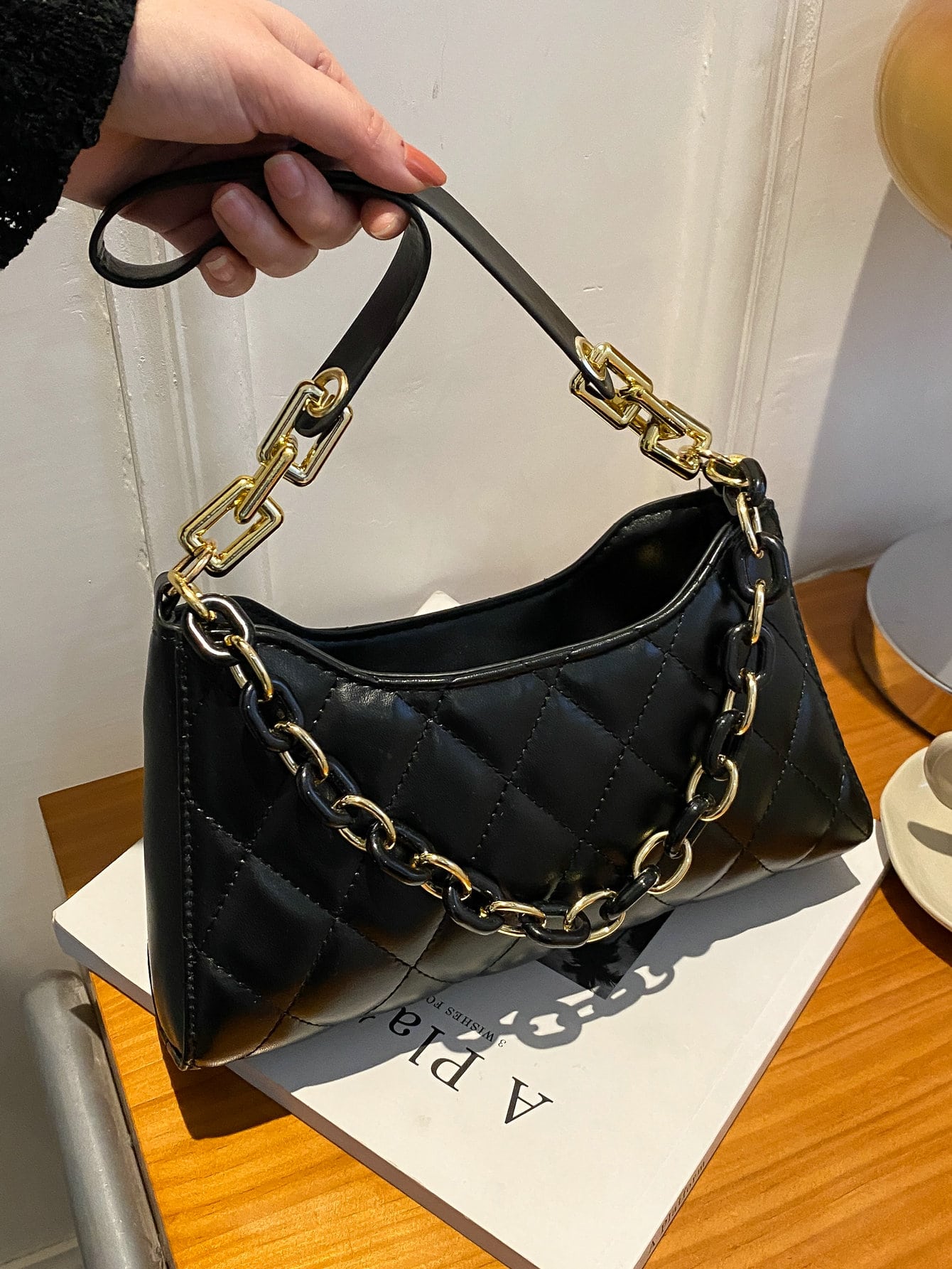 Chain Decor Baguette Bag