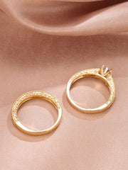 2pcs Zircon Decor Ring  - Gold