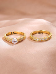 2pcs Zircon Decor Ring  - Gold