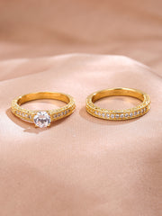 2pcs Zircon Decor Ring  - Gold