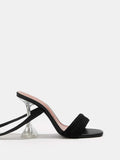 Tie Leg Design Pyramid Heeled Strappy Sandals - Black - FD ⚡