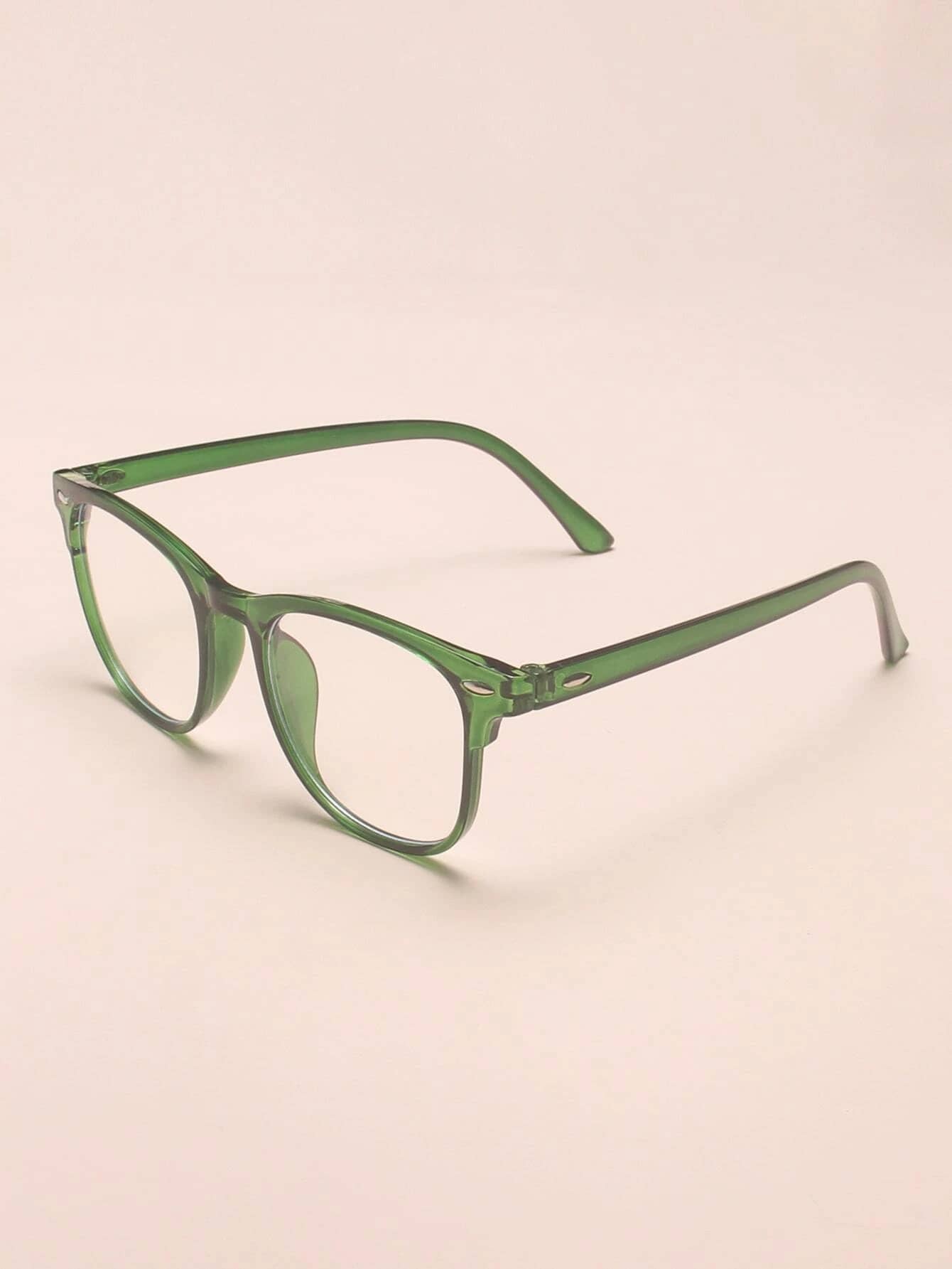 Clear Acrylic Frame Glasses - Green - FD ⚡