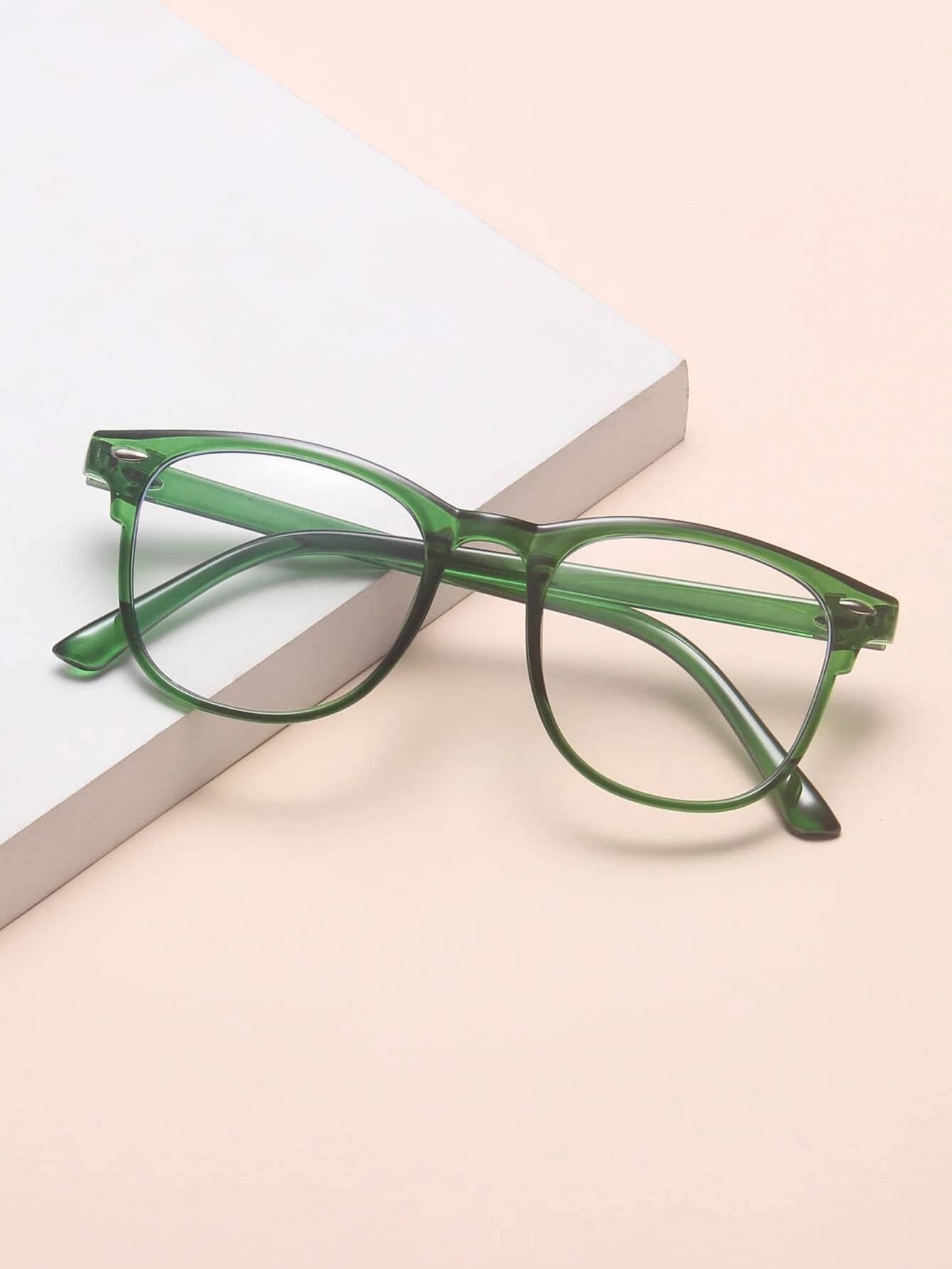 Clear Acrylic Frame Glasses - Green - FD ⚡
