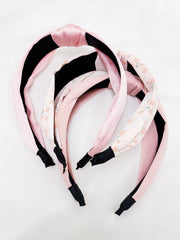 3pc Floral Solid Baby Pink Knot Headbands - Baby Pink