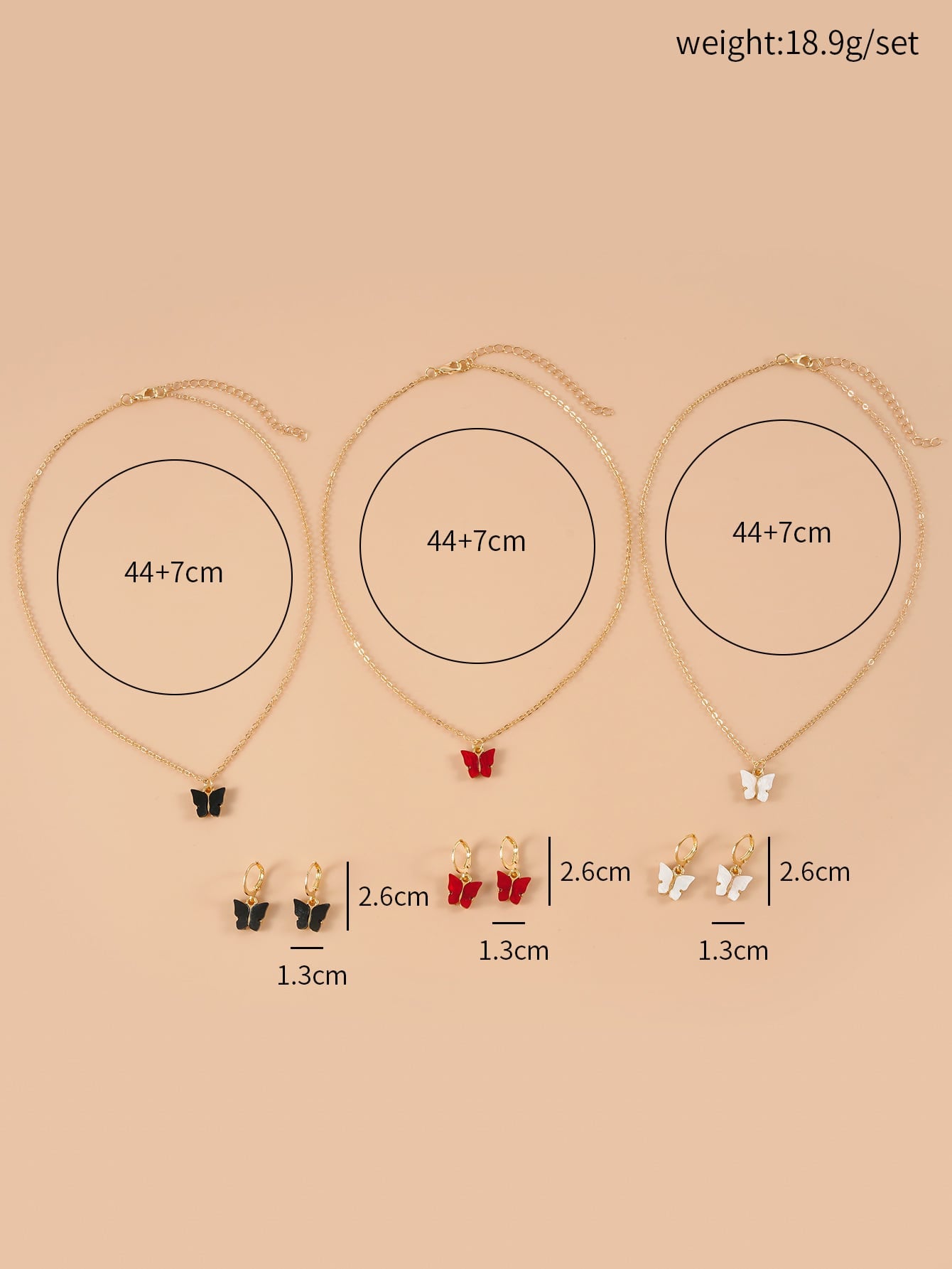 9pcs Butterfly Decor Jewelry Set - Gold