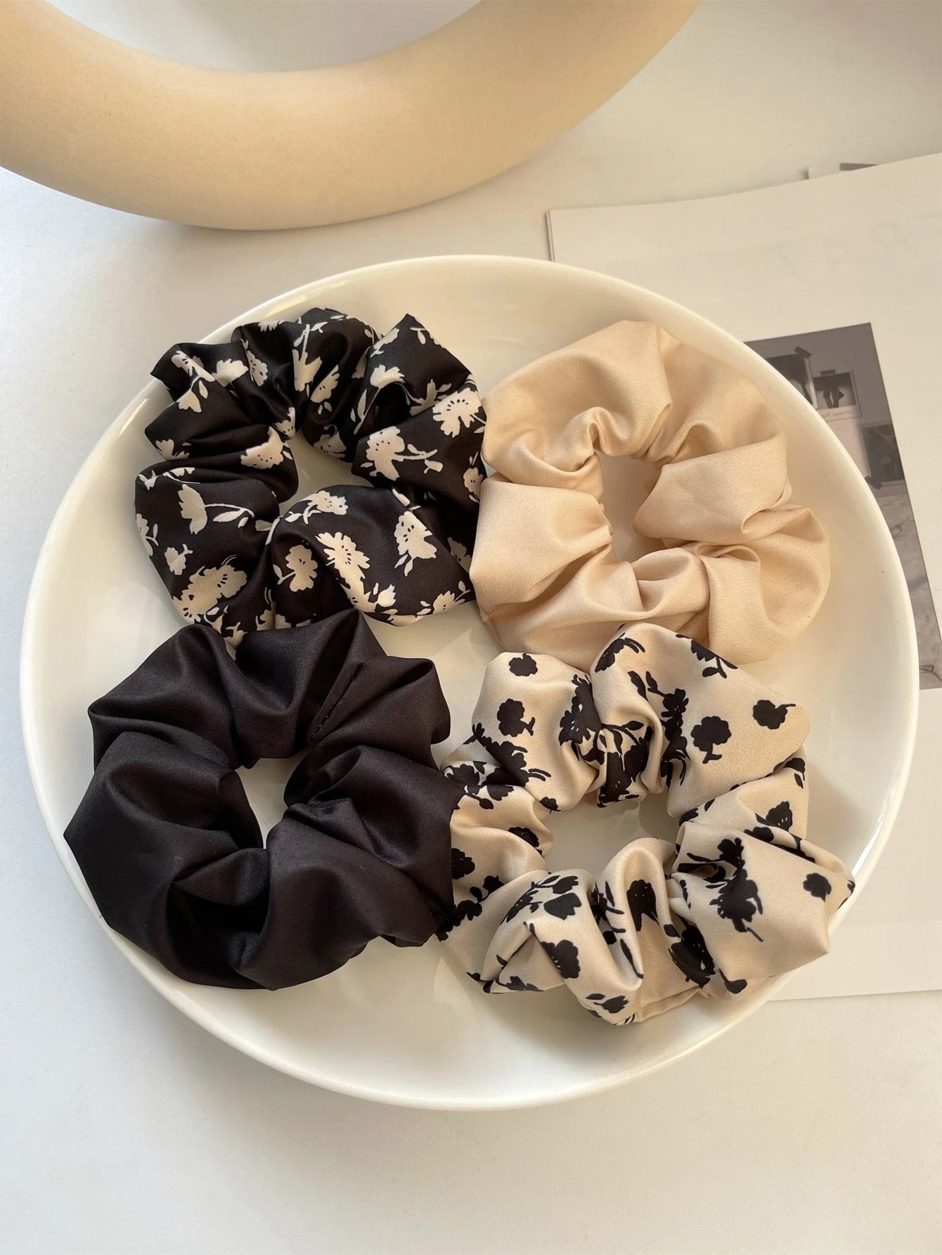 4pc Floral Print Scrunchie Set