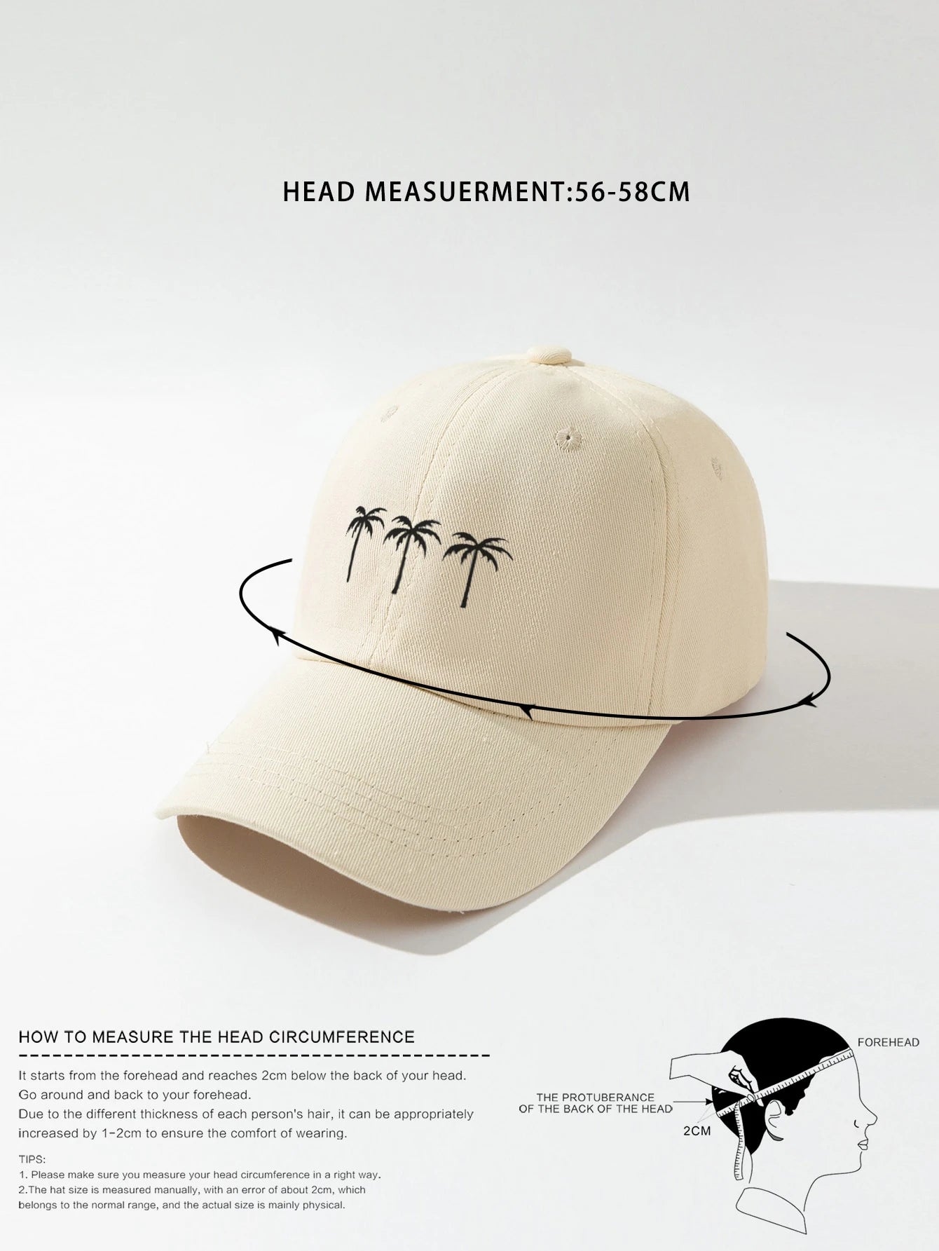 1pc Fashion Coconut Tree Print Baseball Cap - Beige