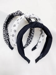 3Pcs Floral Print Solid Wide Knotted Headband Se