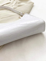 Croc Embossed Shoulder Bag - White - FD ⚡