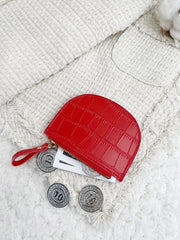 Crocodile Embossed Coin Purse - Red  - FD ⚡