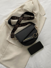 Mini Croc Embossed Flap Saddle Bag - Black