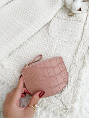 Crocodile Embossed Coin Purse - Baby Pink  - FD ⚡