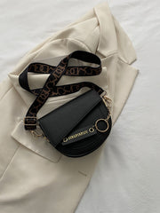 Mini Croc Embossed Flap Saddle Bag - Black