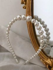 Elegant Faux Pearl Decor Headband Tiaras Hairband - www.thetreasurebox.me