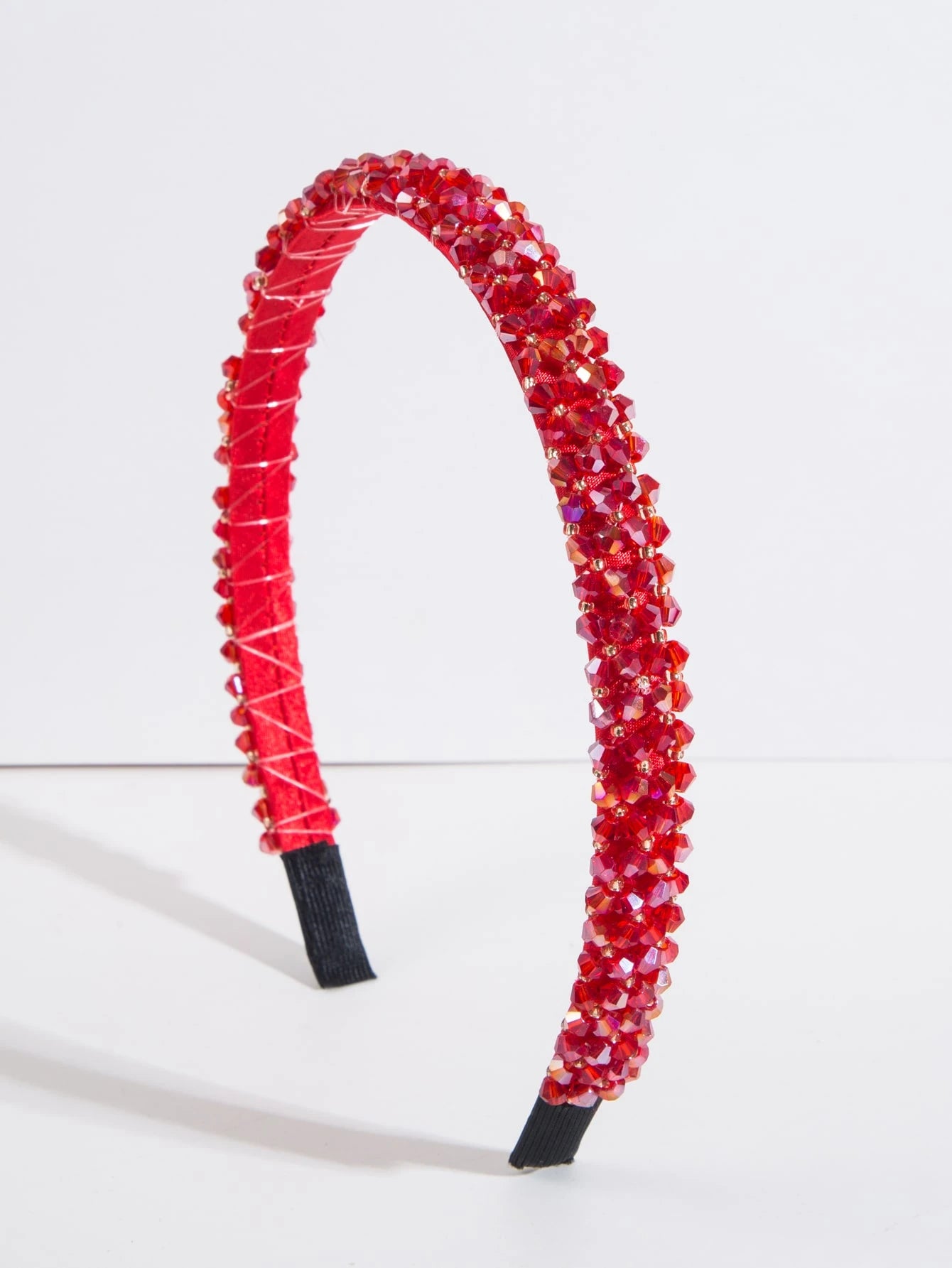Royal Crystal Decor Red Beaded Headband