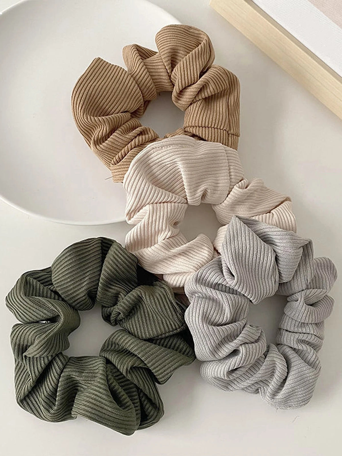 4Pcs Premium Knitted Ribbed Scrunchies