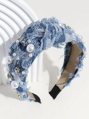 Royal 1pc Faux Pearl & Rhinestone Decor Knot Design Fashionable Headband - www.thetreasurebox.me