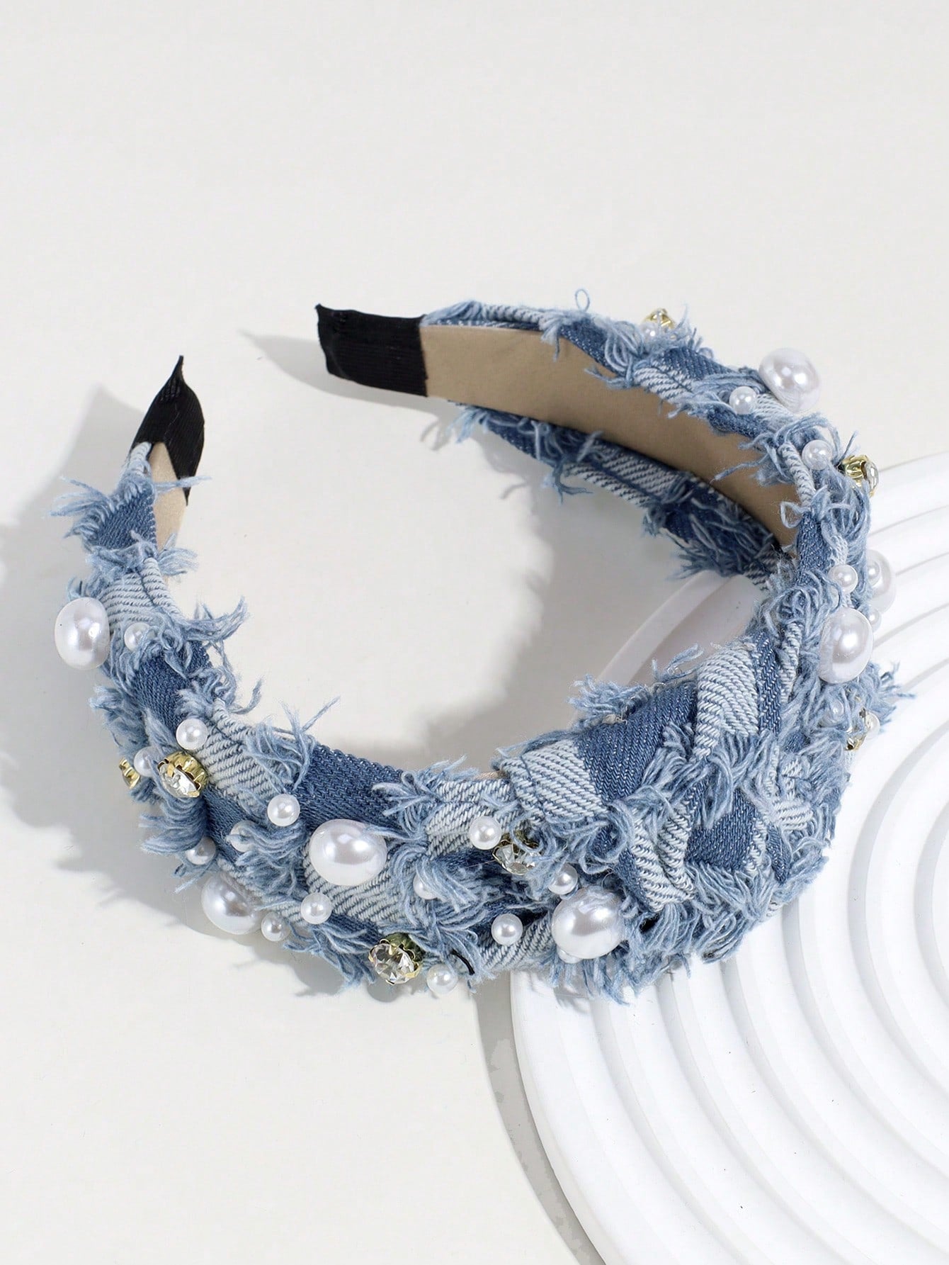 Royal 1pc Faux Pearl & Rhinestone Decor Knot Design Fashionable Headband - www.thetreasurebox.me