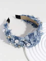 Royal 1pc Faux Pearl & Rhinestone Decor Knot Design Fashionable Headband - www.thetreasurebox.me