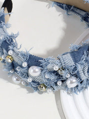 Royal 1pc Faux Pearl & Rhinestone Decor Knot Design Fashionable Headband - www.thetreasurebox.me