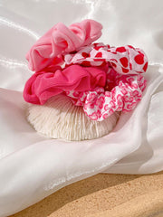 4Pcs Pink Heart Knitted Hair Scrunchies