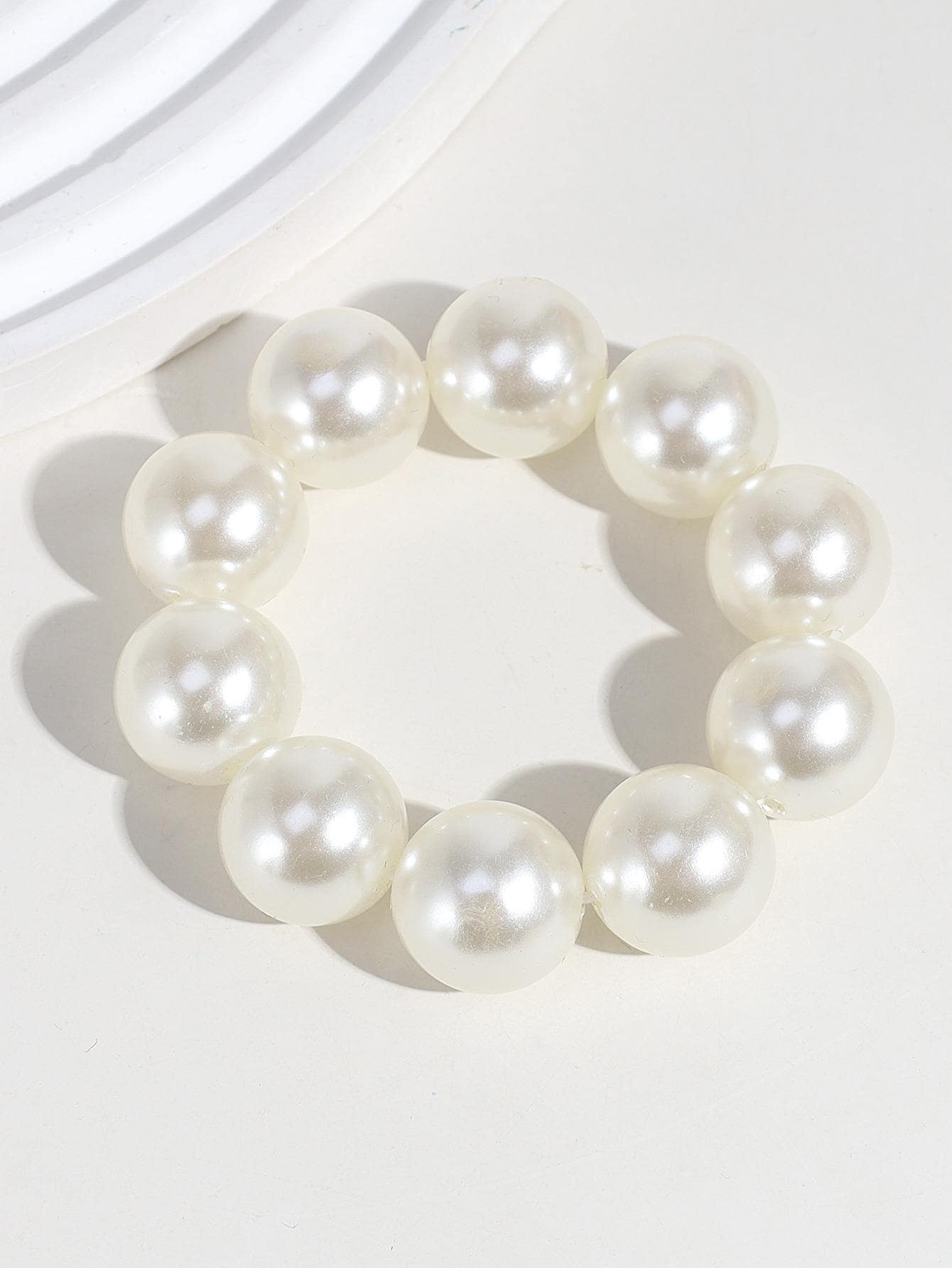 1pc Women Faux Pearl Beaded Hair Tie - www.thetreasurebox.me