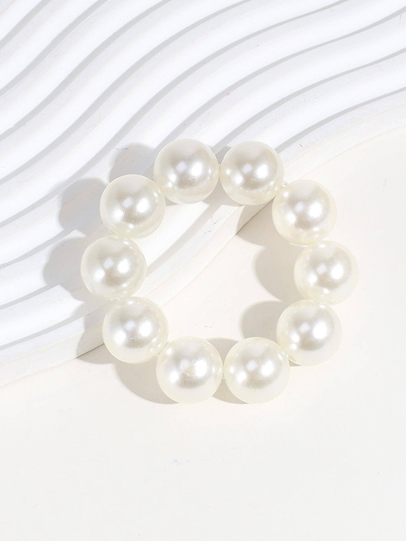1pc Women Faux Pearl Beaded Hair Tie - www.thetreasurebox.me