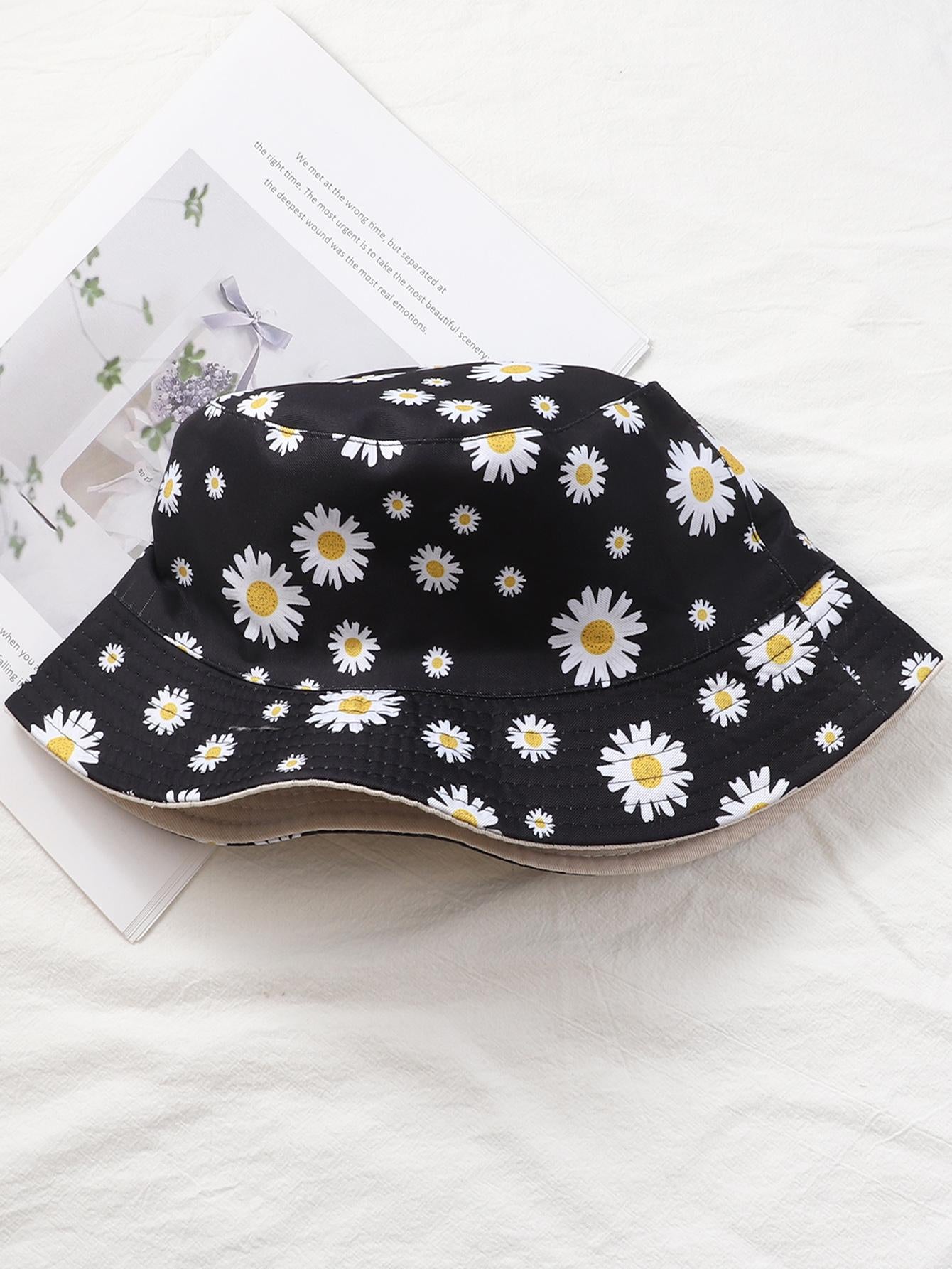 1pc Floral Pattern Reversible Casual Bucket Hat