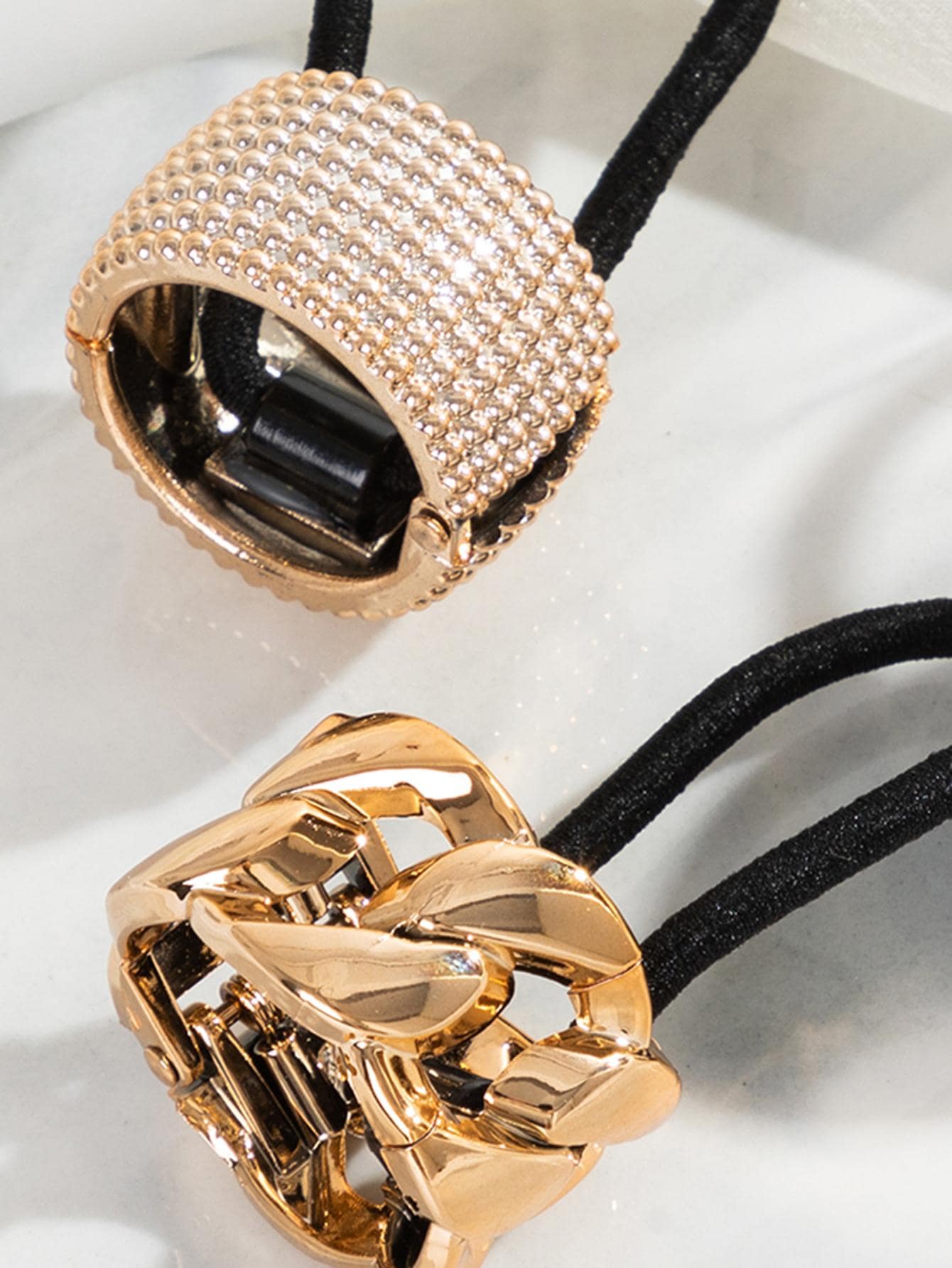 3pcs Rhinestone Decor Hair Tie Street Ponytail Holders Hair - www.thetreasurebox.me