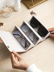 3 Slots Foldable Hanging Travel Glasses Case