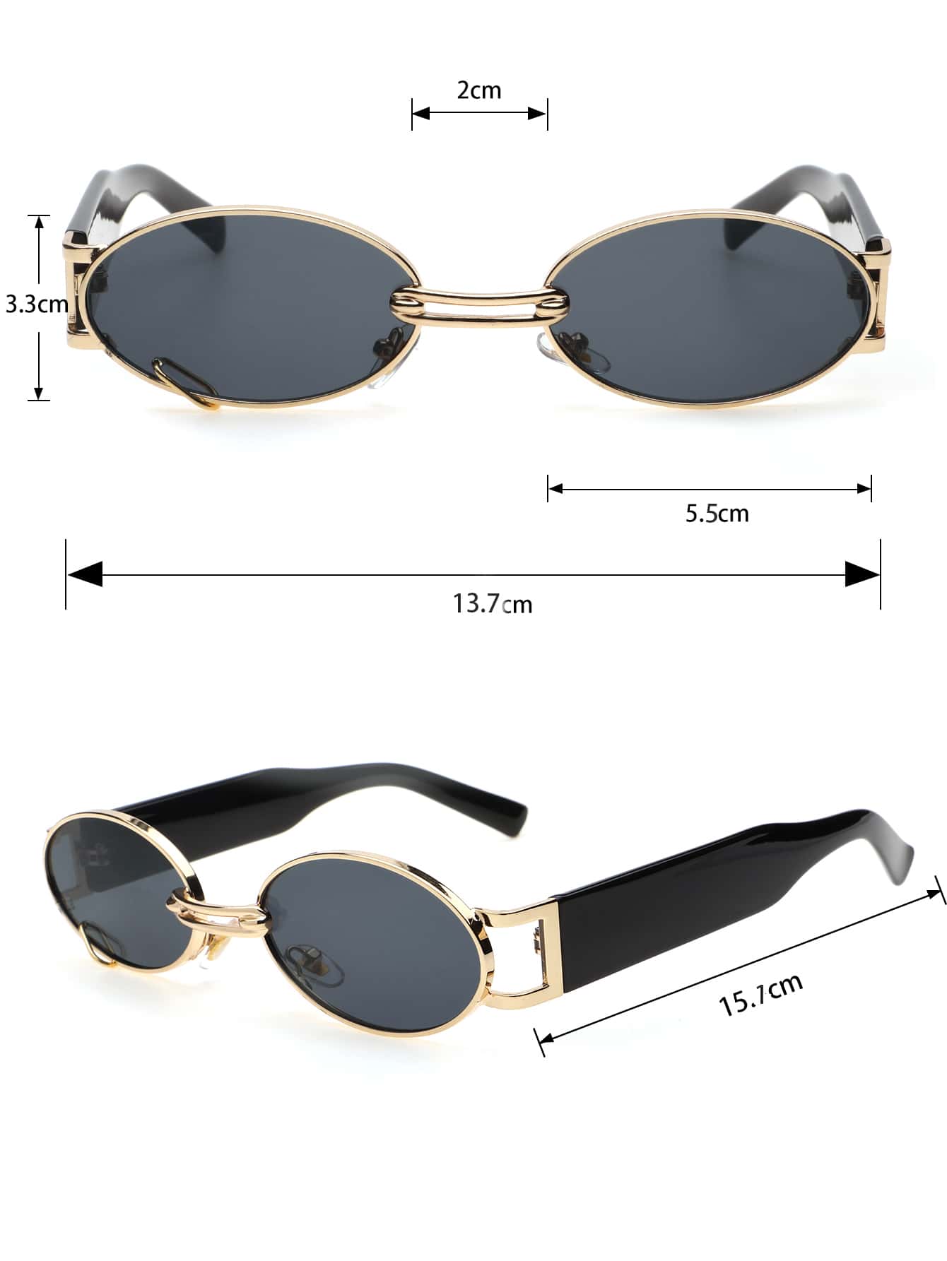 2pcs Classic Oval Plastic Glasses