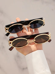 2pcs Classic Oval Plastic Glasses