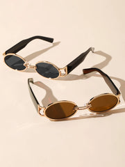 2pcs Classic Oval Plastic Glasses