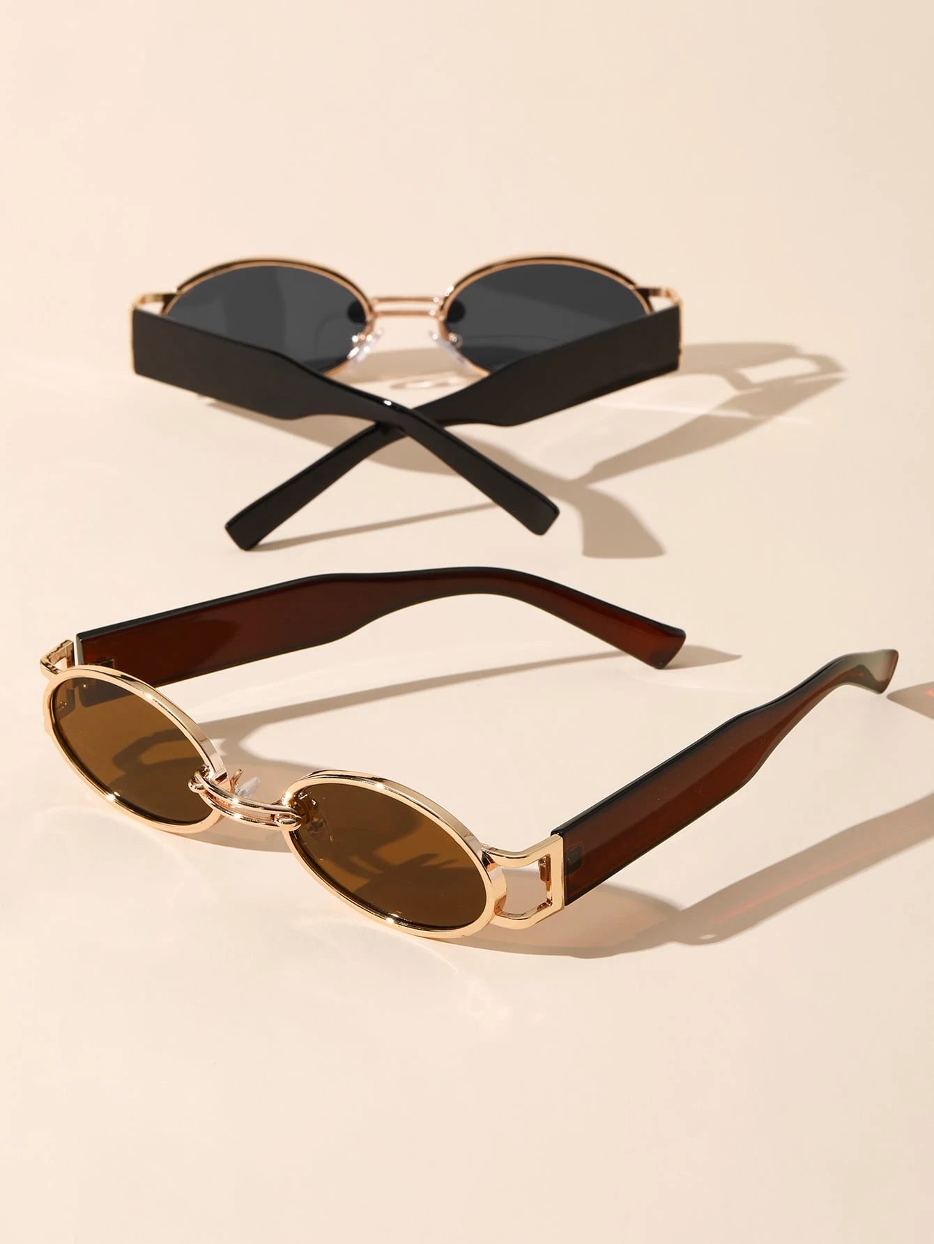 2pcs Classic Oval Plastic Glasses