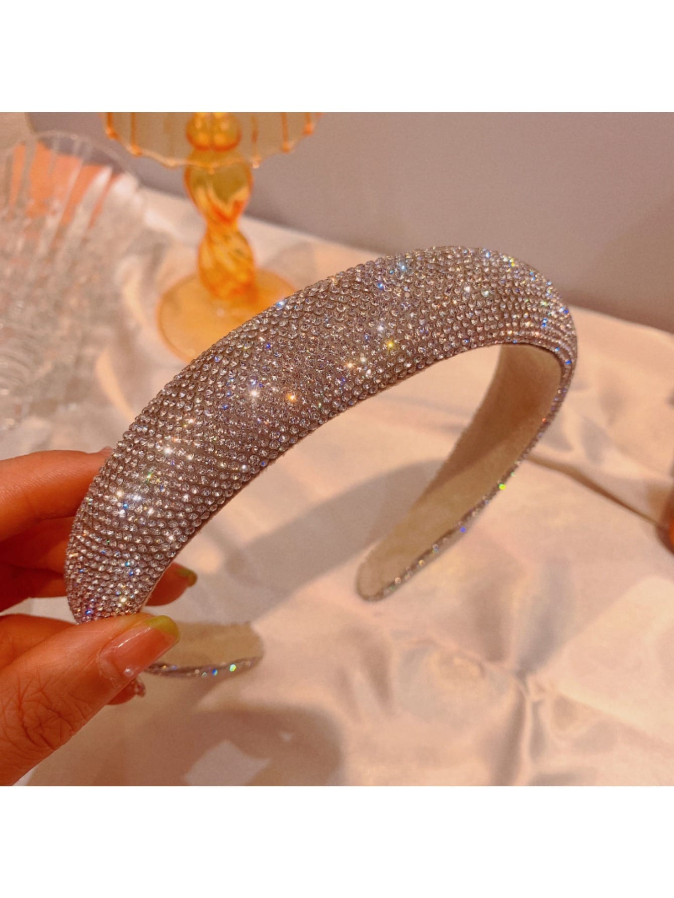 2Pcs Rhinestone Headbands Sparkly Padded Hair