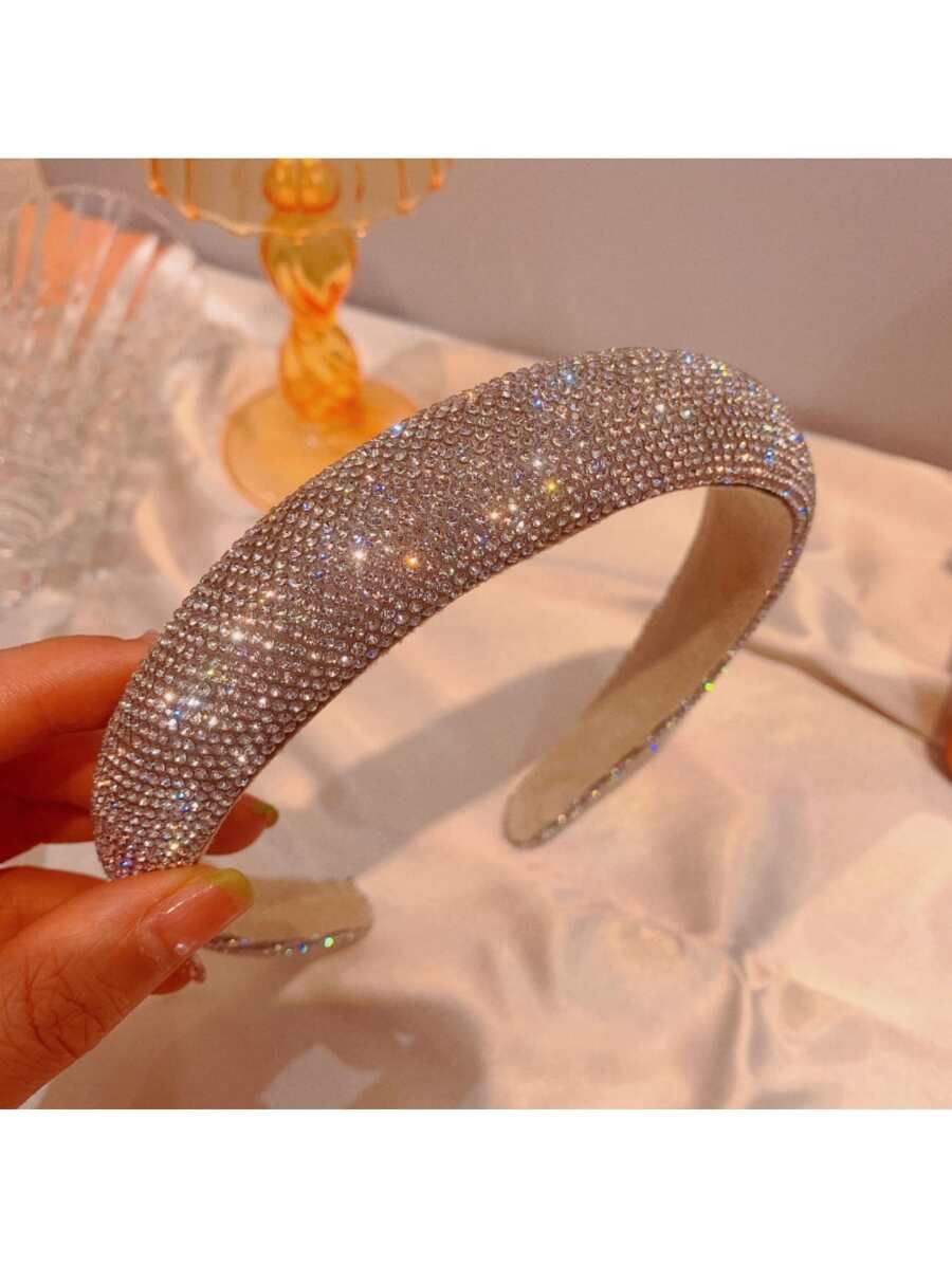 2Pcs Rhinestone Headbands Sparkly Padded Hair