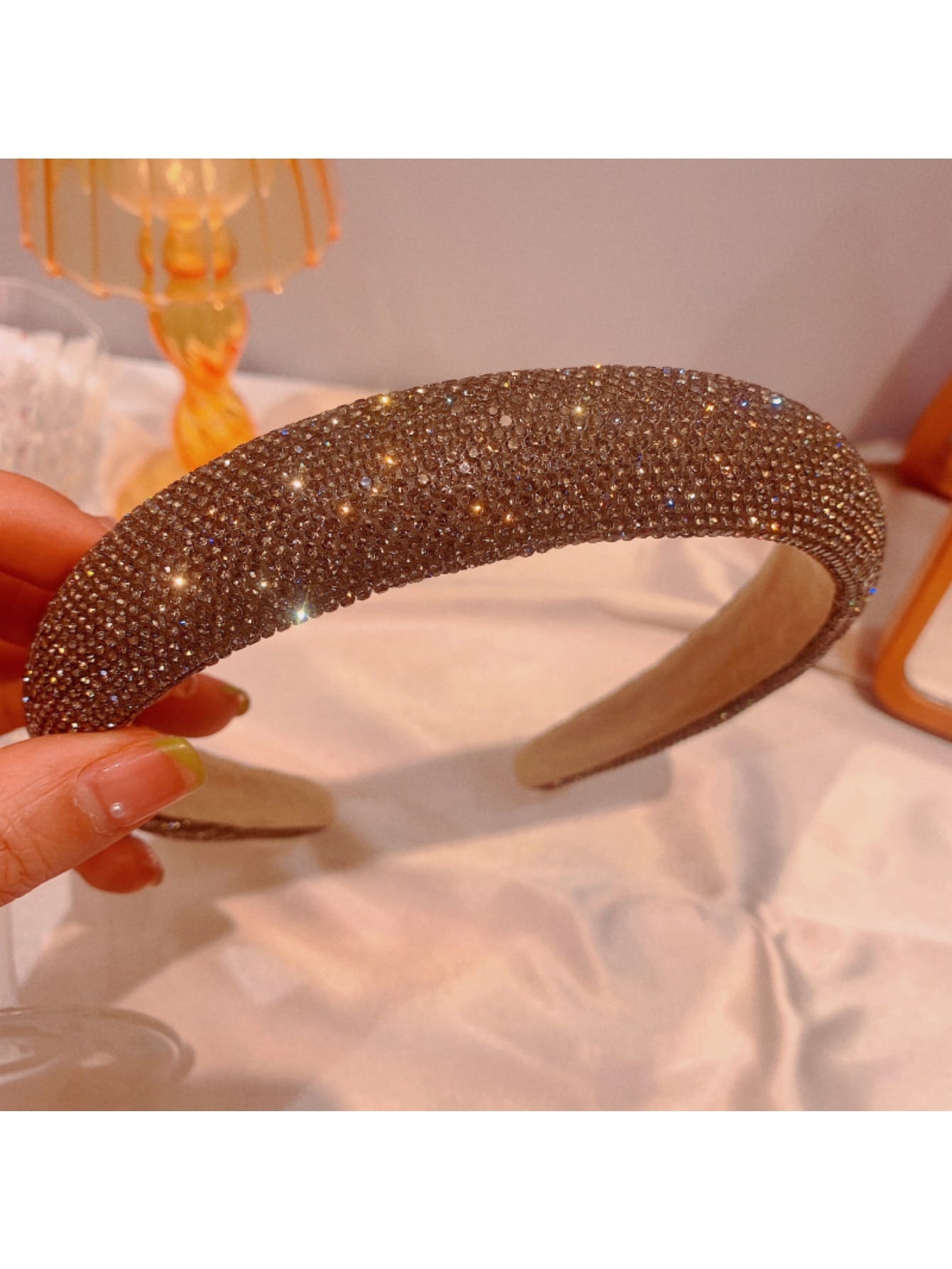 2Pcs Rhinestone Headbands Sparkly Padded Hair