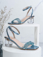 High-Heeled Sandals with Crystal Rhinestones