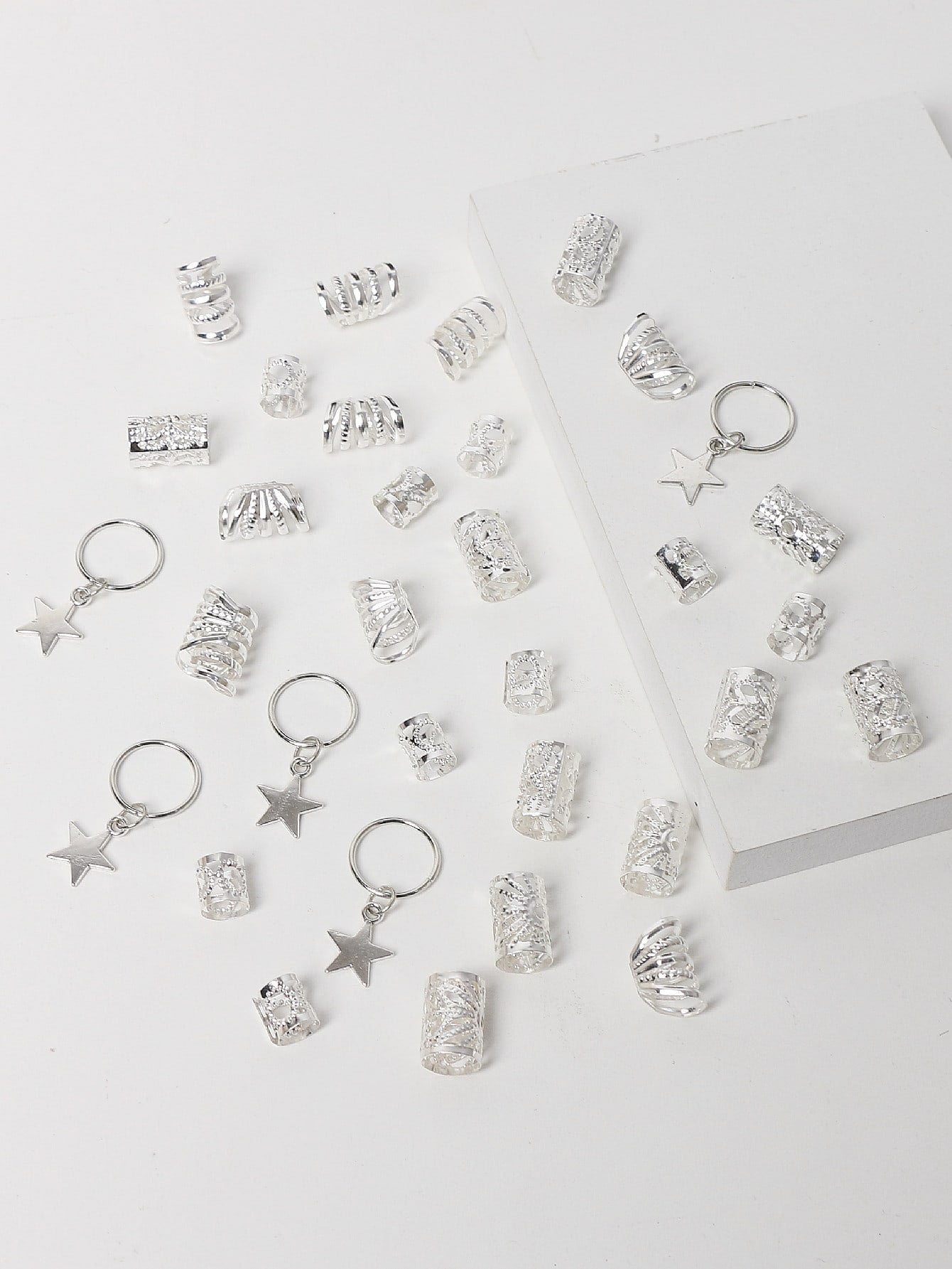 DAZY 35pcs/Set Silver Five-Pointed Star Design Hair Loops - www.thetreasurebox.me