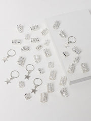 DAZY 35pcs/Set Silver Five-Pointed Star Design Hair Loops - www.thetreasurebox.me