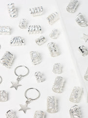 DAZY 35pcs/Set Silver Five-Pointed Star Design Hair Loops - www.thetreasurebox.me