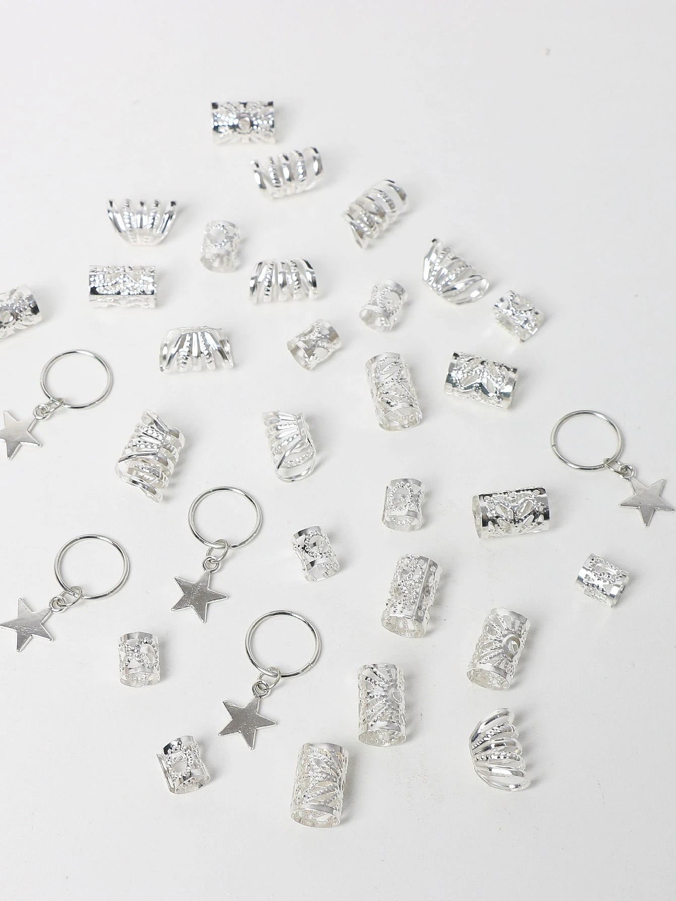 DAZY 35pcs/Set Silver Five-Pointed Star Design Hair Loops - www.thetreasurebox.me