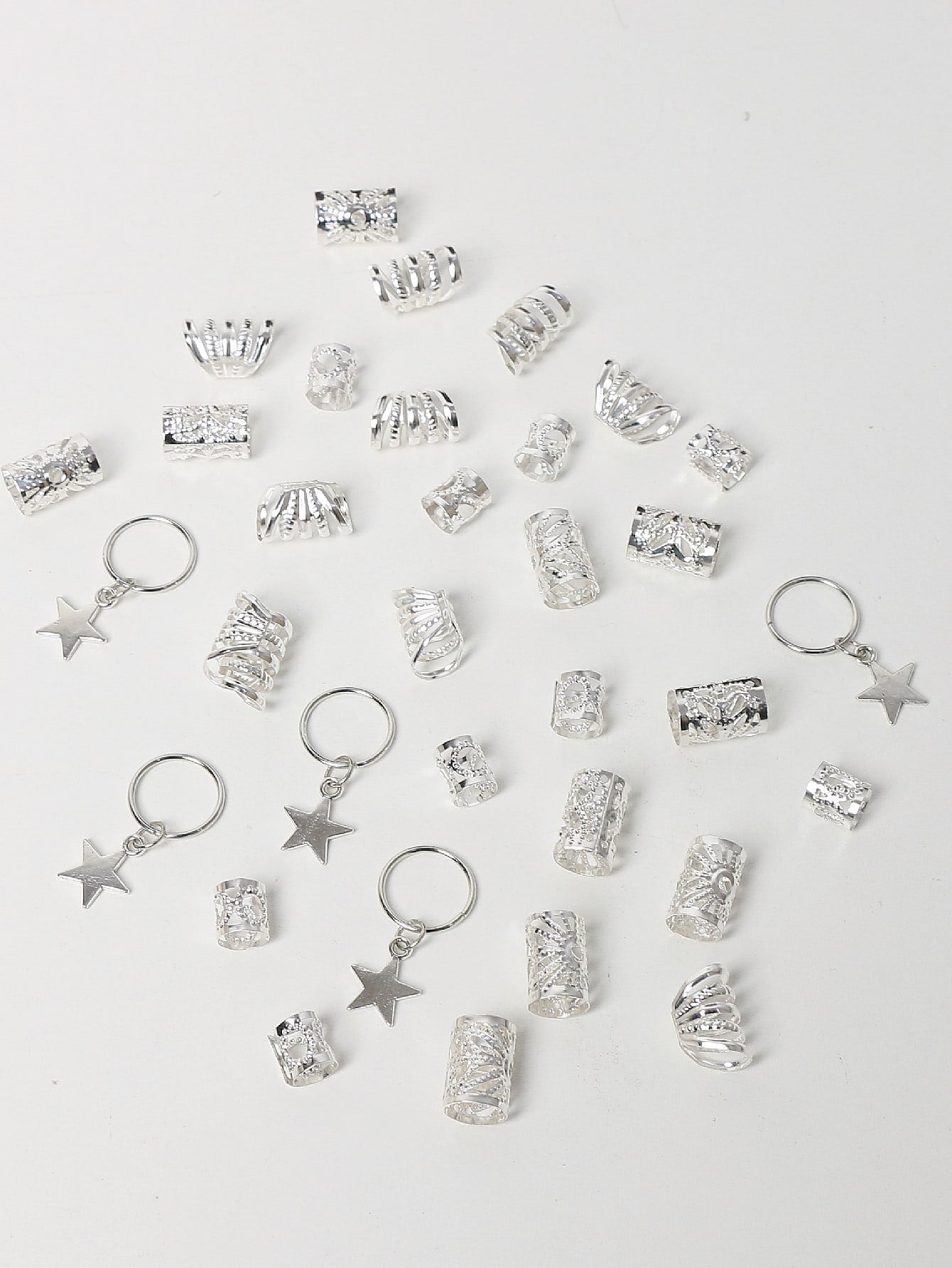 DAZY 35pcs/Set Silver Five-Pointed Star Design Hair Loops - www.thetreasurebox.me