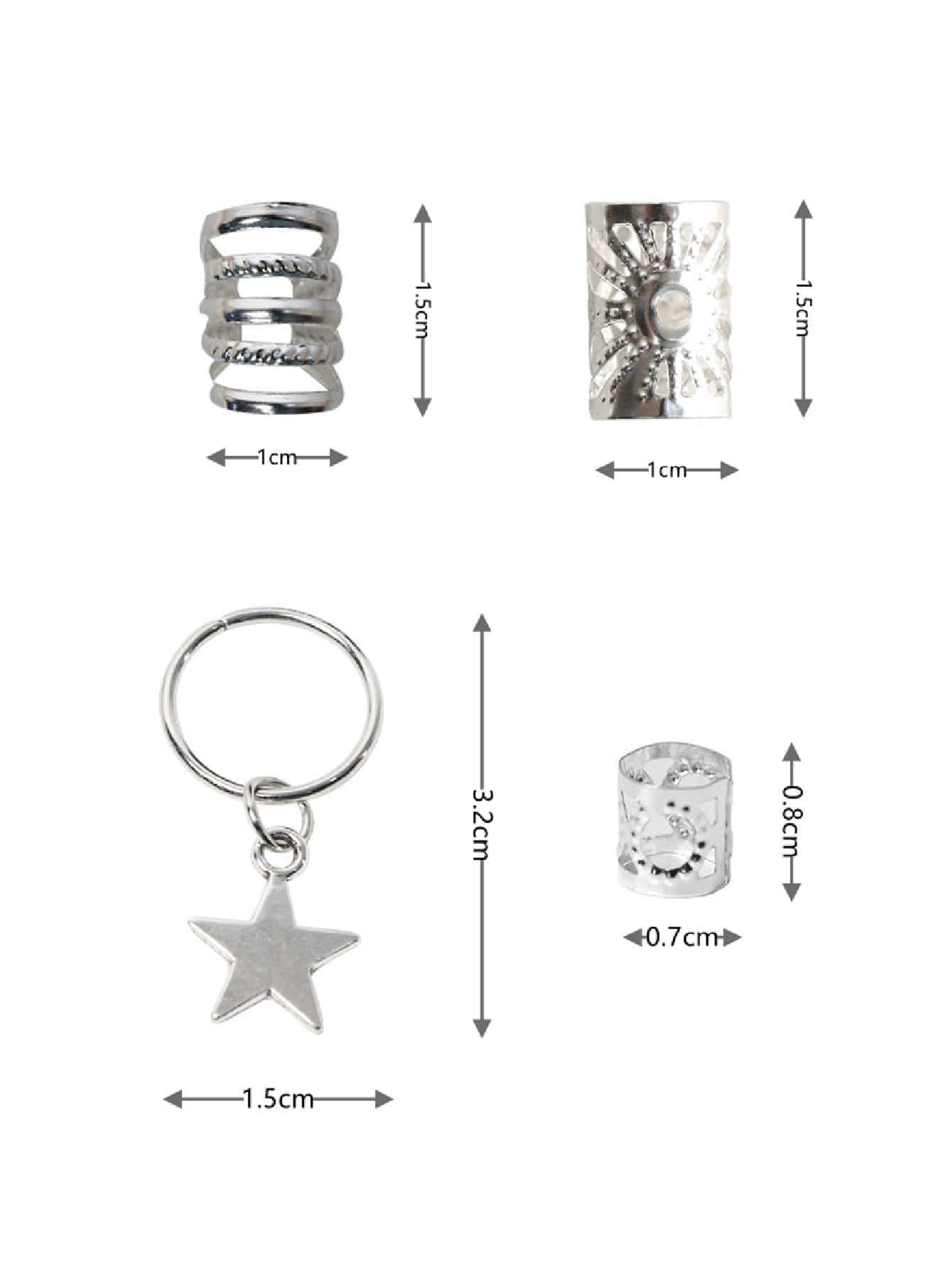DAZY 35pcs/Set Silver Five-Pointed Star Design Hair Loops - www.thetreasurebox.me
