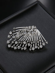 1pc Rhinestone Decor Multi-layer Single Stud Earring - Silver - FD ⚡