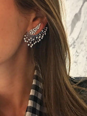 1pc Rhinestone Decor Multi-layer Single Stud Earring - Silver