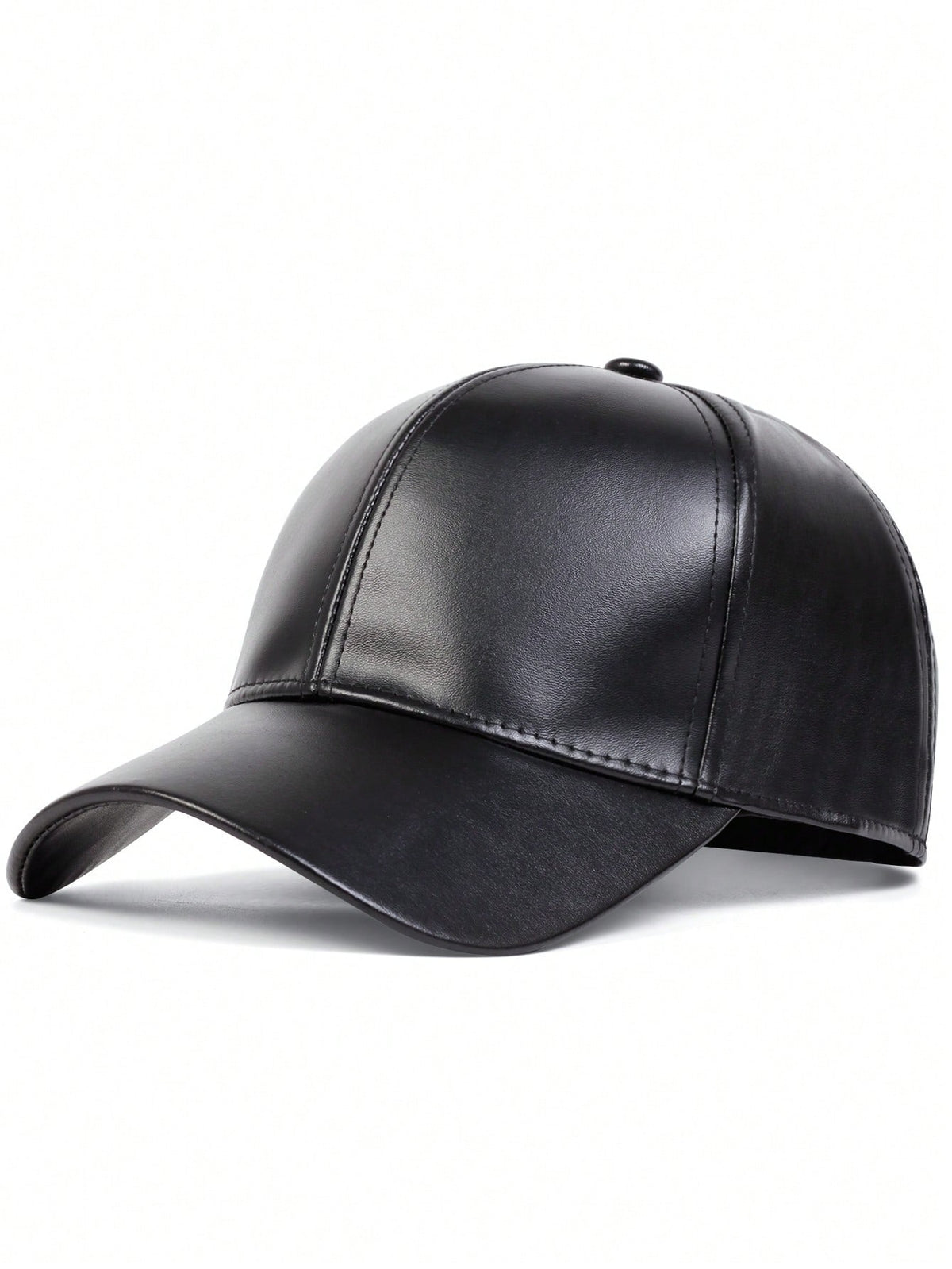 1pc Pu Baseball Cap Solid Color Adjustable Sun Protection Leisure Hat
