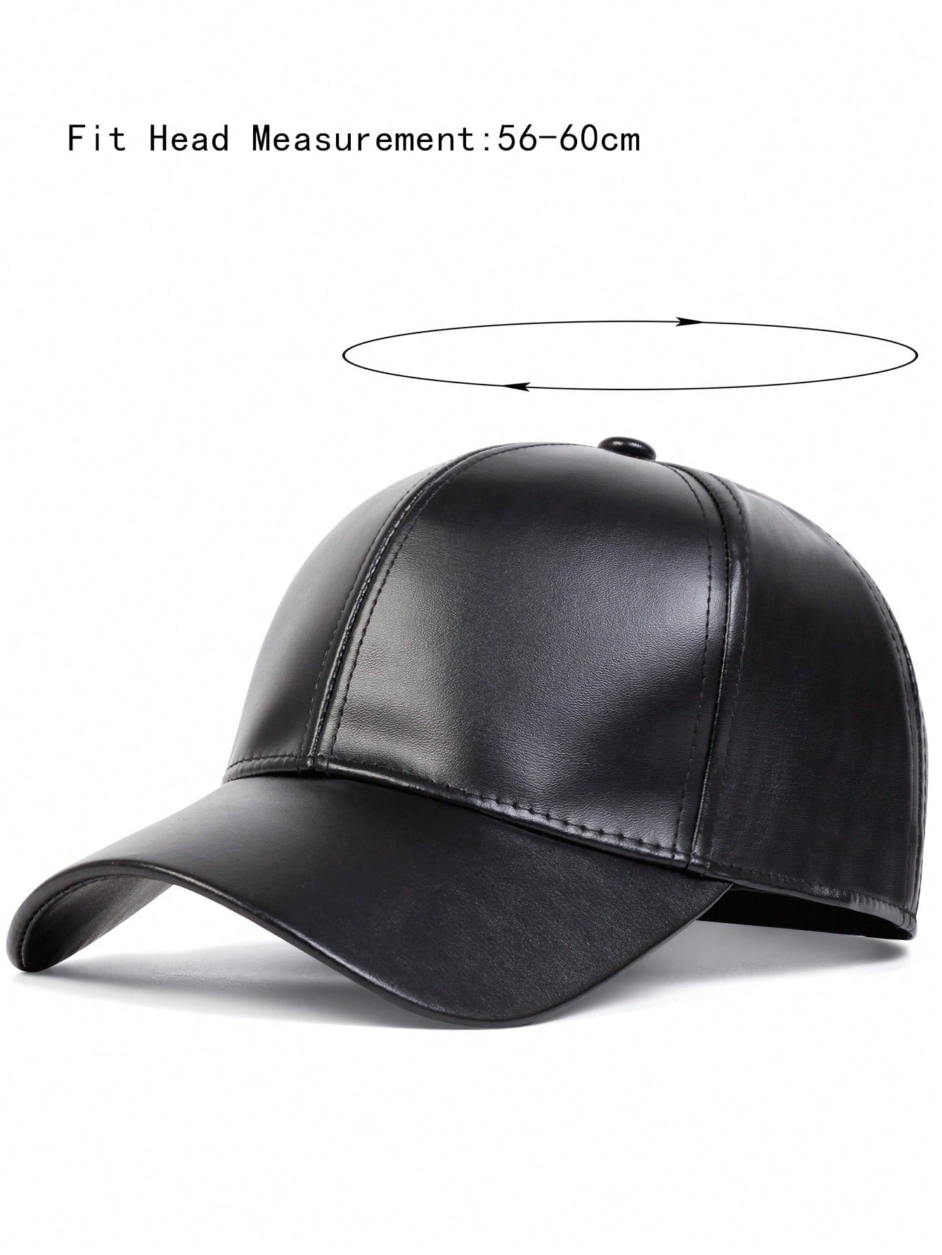 1pc Pu Baseball Cap Solid Color Adjustable Sun Protection Leisure Hat