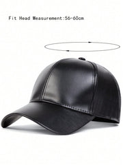 1pc Pu Baseball Cap Solid Color Adjustable Sun Protection Leisure Hat
