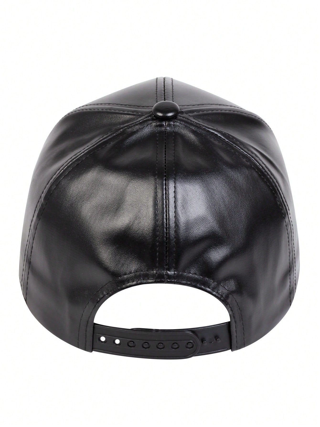 1pc Pu Baseball Cap Solid Color Adjustable Sun Protection Leisure Hat